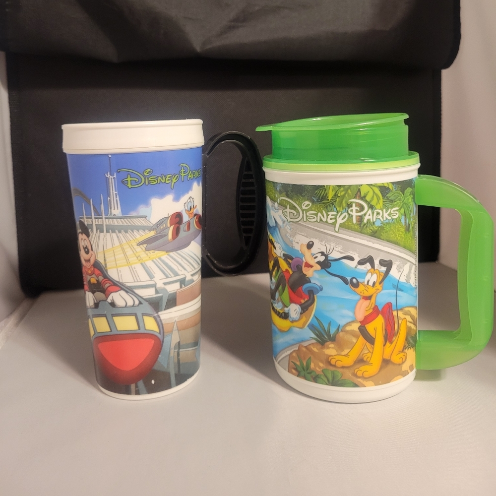 Lot of 2 Disney Parks Plastic Tumbler Mugs Grizzley Falls and Space Mountain